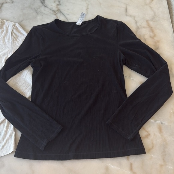 Yogalicious heavenly rib long sleeve 2 pack Long Sleeve Tops Beige & Black Sz M - Picture 6 of 12